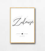 Zuhause Poster mit Koordinaten und Familiennamen.