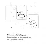 Die Druckvorlage für die Glücksbringer-Karte beinhaltet zwei verschiedene Layouts - Postkarte und Klappkarte.