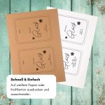 Die Glücksbringer Karte kann auf Kraftkarton oder weißem Papier ausgedruckt werden.