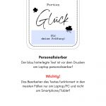 Der Text auf der Druckvorlage für die Glückskarte ist vor dem Drucken am Laptop personalisierbar.