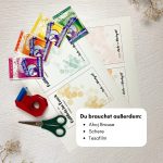 Für die Hochzeitskarten mit Ahoi-Brause braucht man außerdem Ahoi-Brause in Tütchen, eine Schere und ein bisschen Tesafilm.