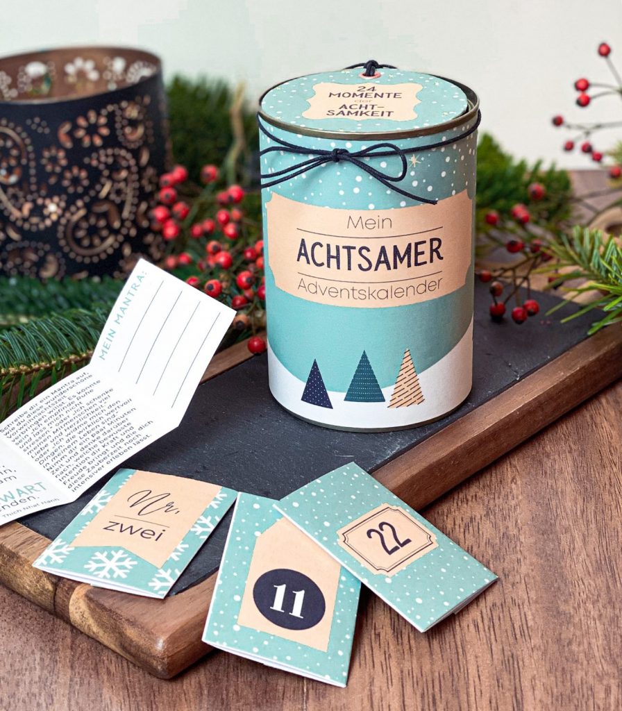 Achtsamer Adventskalender gebastelt aus einer Konservendose.