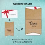 Die Gutscheinhülle passt für alle Standard DIN-Lang Gutscheine.