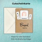 Die Gutscheinkarte passt für alle Standard C6-Briefumschläge.