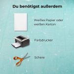 Für dein Gutscheingeschenk benötigst du außerdem. Weißes Papier oder Karton, Farbdrucker, Schere