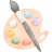Farbpalette mit einem Pinsel