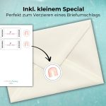 Inkl. kleinem Special: runder Sticker perfekt zum Verzieren eines Briefumschlags.