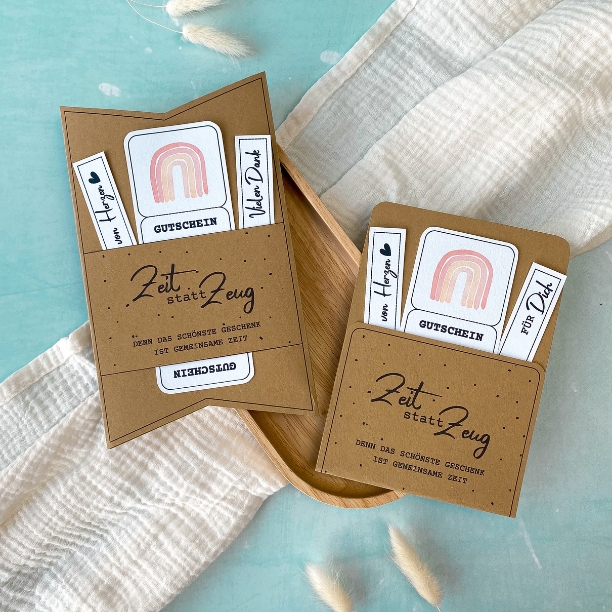 Last Minute Gutschein Geschenk - Gutschein inkl. Gutscheinkarte "Zeit statt Zeug"