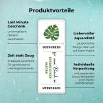 Produktvorteile des Botanischer Garten Gutscheins: Last Minute Geschenk - unkompliziert daheim ausdrucken; Zeit statt Zeug - Kreatives Geschenk für gemeinsame Lieblingsmomente; Liebevoller Aquarellstil - zauberhaftes Design, das Lust auf mehr macht; Individuelle Verpackung - mit passenden Gutscheinkarten und -hüllen kombinierbar