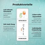 Produktvorteile des Gutschein Bar: Last Minute Geschenk - unkompliziert daheim ausdrucken; Zeit statt Zeug - Kreatives Geschenk für gemeinsame Lieblingsmomente; Liebevoller Aquarellstil - zauberhaftes Design, das Lust auf mehr macht; Individuelle Verpackung - mit passenden Gutscheinkarten und -hüllen kombinierbar