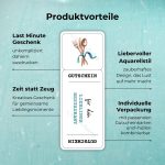 Produktvorteile des Restaurant Gutschein: Last Minute Geschenk - unkompliziert daheim ausdrucken; Zeit statt Zeug - Kreatives Geschenk für gemeinsame Lieblingsmomente; Liebevoller Aquarellstil - zauberhaftes Design, das Lust auf mehr macht; Individuelle Verpackung - mit passenden Gutscheinkarten und -hüllen kombinierbar