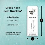 Der Theater Gutschein hat nach dem Drucken die Maße 14cm x 5cm - abhängig von deinen Druckeinstellungen!