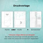 Die Druckvorlage beinhaltet eine Seite mit der Gutscheinkarte bzw. der Gutscheinhülle und eine Seite mit Einsteckern.