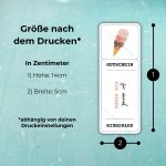 Die Gutschein Eis essen Vorlage hat nach dem Drucken die Maße 14cm x 5cm – abhängig von deinen Druckeinstellungen!