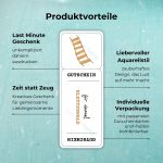 Produktvorteile der Gutschein Kletterwald basteln Vorlage: Last Minute Geschenk – unkompliziert daheim ausdrucken; Zeit statt Zeug – Kreatives Geschenk für gemeinsame Lieblingsmomente; Liebevoller Aquarellstil – zauberhaftes Design, das Lust auf mehr macht; Individuelle Verpackung – mit passenden Gutscheinkarten und -hüllen kombinierbar