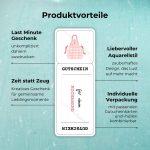Produktvorteile der Kochabend Gutschein Vorlage: Last Minute Geschenk – unkompliziert daheim ausdrucken; Zeit statt Zeug – Kreatives Geschenk für gemeinsame Lieblingsmomente; Liebevoller Aquarellstil – zauberhaftes Design, das Lust auf mehr macht; Individuelle Verpackung – mit passenden Gutscheinkarten und -hüllen kombinierbar