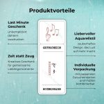 Produktvorteile der Konzert Gutschein basteln Vorlage: Last Minute Geschenk – unkompliziert daheim ausdrucken; Zeit statt Zeug – Kreatives Geschenk für gemeinsame Lieblingsmomente; Liebevoller Aquarellstil – zauberhaftes Design, das Lust auf mehr macht; Individuelle Verpackung – mit passenden Gutscheinkarten und -hüllen kombinierbar
