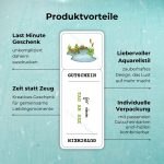 Produktvorteile der Tag am See Gutschein Vorlage: Last Minute Geschenk – unkompliziert daheim ausdrucken; Zeit statt Zeug – Kreatives Geschenk für gemeinsame Lieblingsmomente; Liebevoller Aquarellstil – zauberhaftes Design, das Lust auf mehr macht; Individuelle Verpackung – mit passenden Gutscheinkarten und -hüllen kombinierbar