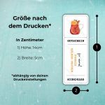 Weihnachts-Gutschein Druckvorlage mit Maßangaben: Höhe 14 cm, Breite 5 cm (abhängig von den Druckeinstellungen)