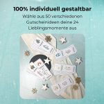 Gutschein Adventskalender mit 50 verschiedenen Ideen für gemeinsame Zeit, Erlebnisse und persönliche Momente.