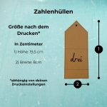 Übersicht der Größenangaben für die Zahlenhüllen des Adventskalenders zum Ausdrucken – passend für alle Gutscheine im Shop.