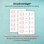 Druckvorlage mit fünf Gutscheinen pro DIN A4-Seite