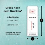 Weihnachts-Gutschein Druckvorlage mit Maßangaben: Höhe 14 cm, Breite 5 cm (abhängig von den Druckeinstellungen)
