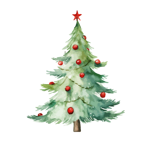 Weihnachtsbaum im Aquarell-Look für die Weihnachten Gutschein Kategorie