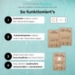 So funktioniert’s: 1. Gutschein wählen, 2. Gutscheinposter wählen, 3. Downloadlinks per Mail, 4. Ausdrucken, einschneiden & verschenken. Gutscheinposter Zeit statt Zeug mit Aufschrift „Denn das schönste Geschenk ist gemeinsame Zeit“. Weihnachten Zeit schenken leicht gemacht.