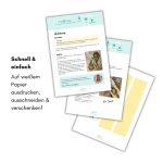 Abgebildet sind die Druckanleitung und Bastelvorlagen mit Tipps zum Ausdrucken auf Papier oder Karton. Perfekt für kleine DIY Geschenke oder Adventskalender Füllideen zum Selbermachen.