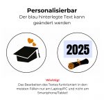 Zwei runde Caketopper-Symbole mit Doktorhut und editierbarer Jahreszahl, Hinweis zur Bearbeitung – PDF Vorlage für personalisierte Promotion Geschenkdeko.
