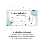 Digitale Ansicht der Druckdatei mit Feldern zum Ausfüllen und einem kreativen Abreißstreifen Entspannen als Teil der Vorlage zum thermen gutschein basteln