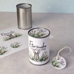 Verwandle leeres Blech spielend leicht in ein nachhaltiges DIY Upcycling Geschenk für Ostern. Die PDF Vorlage für die Konservendosen Banderole macht deine Eiersuche in der Dose zu einem unvergesslichen Last Minute Geschenk.