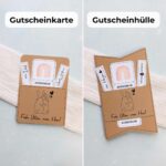 Praktische Gutscheinverpackung für Ostern im direkten Vergleich: Wähle bei dieser digitalen Druckvorlage zwischen einer klassischen Gutscheinkarte mit abgerundeten Ecken oder einer Wimpel Gutscheinhülle. Die PDF Vorlage mit dem Osterhase Motiv ist das ideale Last Minute Geschenk und ein wunderbares DIY Geschenk für kurzentschlossene Bastler.