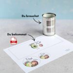 Alles, was du für dieses schnelle Last Minute Geschenk brauchst: Eine einfache, leere Dose und unsere digitale PDF Beste Mama Muttertag Upcyling DIY Bastelvorlage zum einfachen Ausdrucken und direkten Nachbasteln.